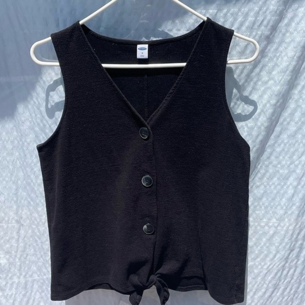 Black Button Front Tank, size medium